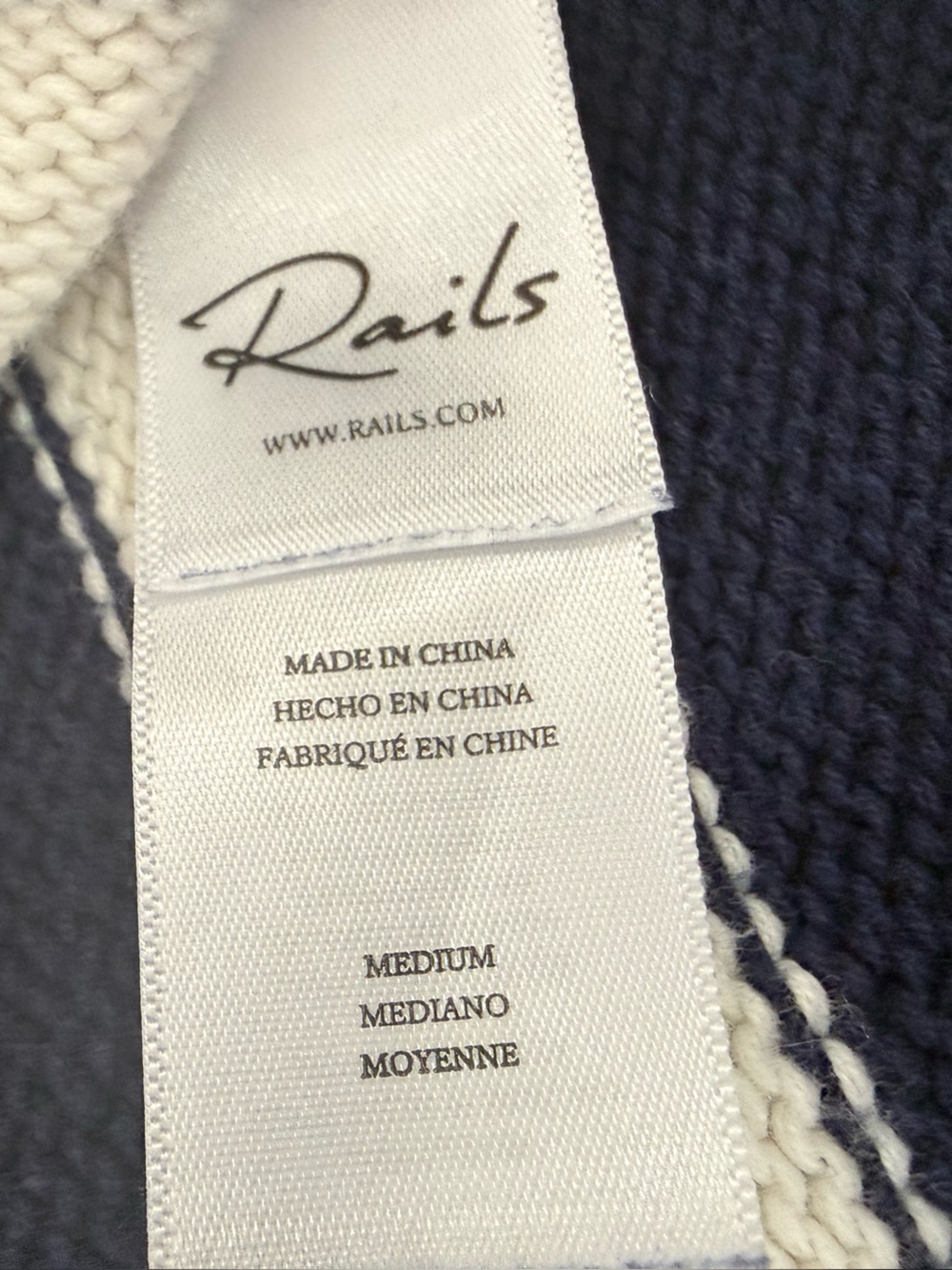 Rails Athena Pullover Bold Navy Blue & Ivory Stripe Sweater Nautical Sporty M - Picture 7 of 9